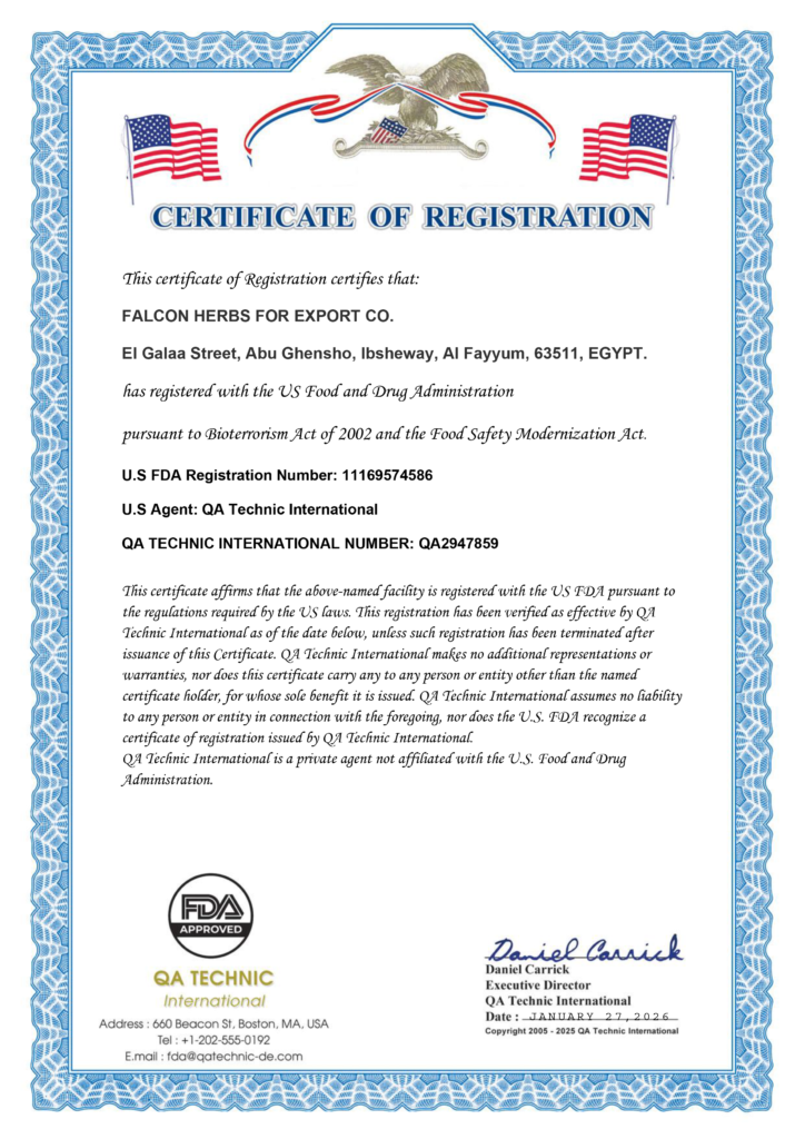 falcon herbs for export co fda